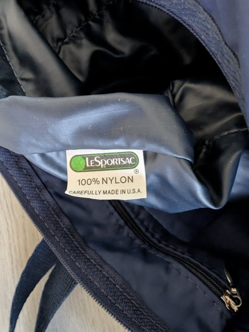 LeSportsac RARE VTG NWT 80s Deluxe Shoulder Satchel Navy 7513 Made in USA - Picture 15 of 16
